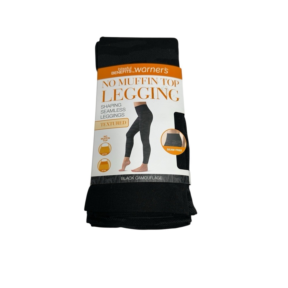 warners no muffin top legging womens black camouflage size 2X 3X‎ plus